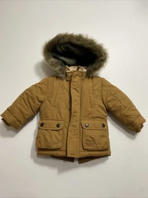 Chaqueta acolchada Carter's niños 12 m resistente al viento imitación piel sudadera con capucha clásica marrón Foto 1 de 4