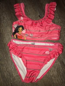 Eeuc Disney Store Princess Elana Of Avalor Red Two Piece Bathing Suit Sz 7/8 - Picture 1 of 8