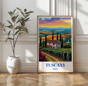 Chianti Region Wineries in Tuscany, Italy Travel Poster, Rustic Wall Art Decor - Picture 1 of 8