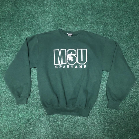 VTG MSU Michigan State University Spartans Crewneck Sweatshirt Green Size M Cover