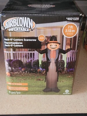 Gemmy Halloween 7 ft scarecrow JOL Gemmy Pumpkin Inflatable New NIB Decor - Image 1 of 4