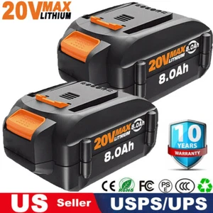 2pack For WORX 20V MAX Extend 8.0Ah Lithium Battery 20 Volt WA3520 WA3525 WA3575 - Picture 1 of 14