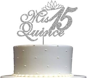 Mis 15 Quinceanera Glitter Cake Topper  Mis 15 Cake Topper 15th Birthday