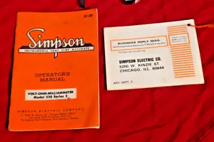 Simpson V.O.M Model 230 Series 2 Operator's Manual ~ c. 1970 ~ Original - Picture 1 of 7