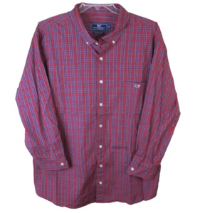 Vineyard Vines Classic Fit Long Sleeve Button Down Shirt Red Check Men 2XB - Picture 1 of 6