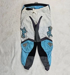 Fox 180 Motocross Race Pants Girls Size 13/14 White Blue Padded Racing Gear - Picture 1 of 12
