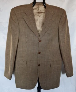 JACKET AUTHENTIC HUGO BOSS LORO PIANA PLAID BROWN WOOL MEN BLAZER-SIZE:US40/EU50 - Picture 1 of 8