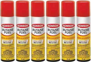 6 Cans Ronson Multi-Fill Ultra Lighter Butane Fuel 75ml - Picture 1 of 3