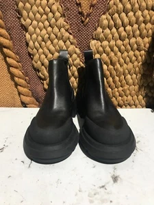 Zara Chelsea Chunky Boots Women's Black Leather Platform Heels US Size 6.5 - Picture 1 of 8