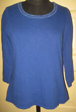 COLDWATER CREEK 3/4 Sleeve Beaded Royal Blue Top Shirt Blouse XS 4-6 LAST TIME