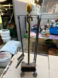 Altes Kaminbesteck H 66 cm Kaminzubehör Eisen - Bild 1 von 1
