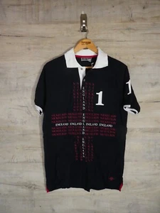 Camisa polo Nickleson negra Inglaterra años 90 totalmente nueva stock muerto de colección para hombre SRA pequeña - Imagen 1 de 6
