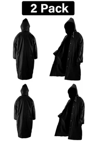 2 x schwarzer Regenponcho wasserdicht & leichter Regenmantel langer Poncho Damen Herren - Bild 1 von 8