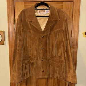 Giacca pelle scamosciata Schott frange pelle bovina marrone taglia 44 made in USA vintage - Foto 1 di 16