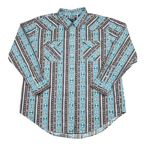 Panhandle Slim Aztec Western Shirt Pearl Snap Mens 2XL Brown Turquoise Striped - Picture 1 of 10