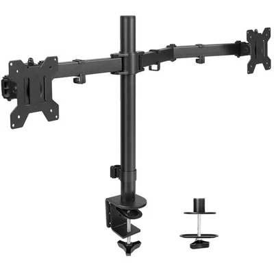 VIVO Black Dual Monitor Desk Mount Adjustable Stand, Fits Screens up to 32" - Image 1 of 4