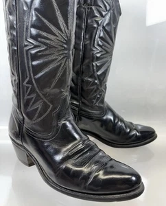 Wrangler Boots Cowboy Western Leather Mens Size 9EE Black Style M9-6410 USA - Picture 1 of 13