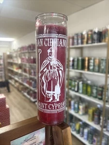 Kerze Vela San Cipriano Roja / Saint Cyprian rot - Bild 1 von 2