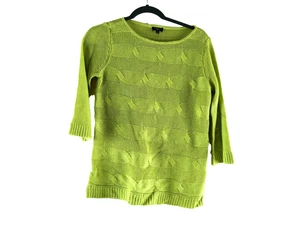 TALBOTS Women's P Sage Green 100% Linen Knitted Long Sleeve Sweater NEW $69 - Picture 1 of 5