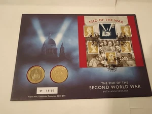 Royal Mint BUNC 2005 £2 End of the War Coin + Medal With Stamp Covers - Bild 1 von 3