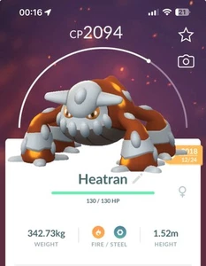 Heatran 2018 2019 Pokemon FORTUNA GARANTITA Trade Go Pokémon Leggi Desc Non Lucido - Foto 1 di 1