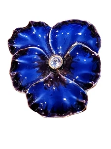 Enormous Metallic Blue E. Pearl Signed Vintage Figural Flower Brooch - Picture 1 of 6