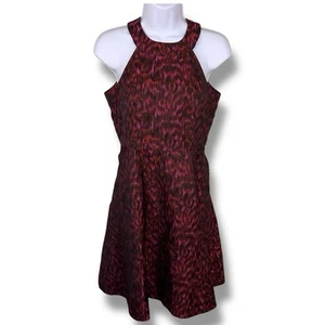 Size 4 Petite Calvin Klein Fuchsia Leopard Print Shimmer Sleeveless Event Party - Picture 1 of 13