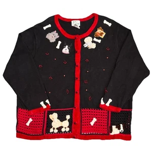 Vintage Quacker Factory Womens Dog Cardigan 3XL Kitschy Grannycore Novelty - Picture 1 of 11