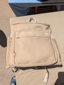 Neoprene Lightweight Beige Baby Diaper Backpack Insulated Bottle Pocket Padded - Picture 1 of 12