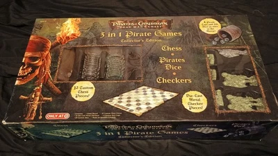 Pirates of the Caribbean Dead Men's Chest 3 in 1 Games Chess Checkers Dice NEW - Image 1 of 3