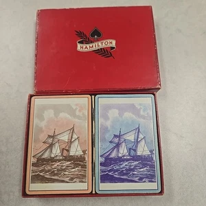 De colección 2 Barajas de Barcos Hamilto Jugando Hecho en EE. UU. - Imagen 1 de 11