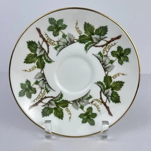"Platillo de porcelana de hueso fino Royal Tara Ireland 5,5"" hojas verdes vid borde dorado" - Imagen 1 de 4