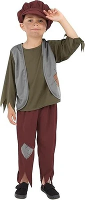 Disfraz Victoriano Niño Pobre, Verde con Top, Pantalón Sombrero, Niño Vestido Elegante Talla M Foto 1 de 2