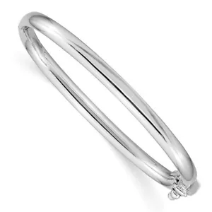 Brazalete de seguridad con bisagras pulido oro blanco de 14kt real para bebé - Imagen 1 de 5