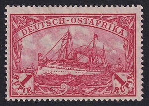 GERMAN EAST AFRICA 1919 Large Yacht 1r Rose (25x17 holes) SG 42a MH/* (CV £80) - Picture 1 of 2