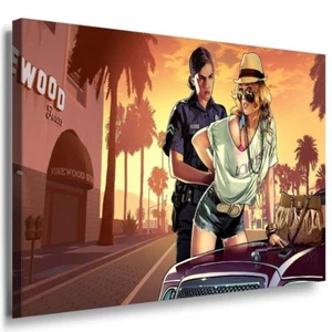 GTA V Cops Leinwandbild / AK Art Bilder / Leinwand Bild + Mehrfarbig + Kunst... - Bild 1 von 5