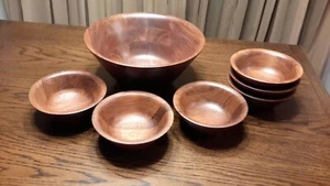 Wurzelholz Walnuss Holz Salatschüssel Set - Vintage & Sammlerstück - Bild 1 von 3