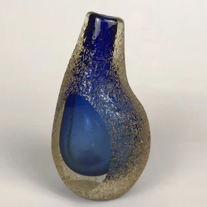 Vintage MCM Murano Glas Vase strukturiert kobaltblau Alessandro Mandruzzato Summerso - Bild 1 von 10