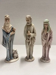 Wise Men Nativity Figurines Hand-Painted Ceramic Vintage Signed Set Of 3 - Picture 1 of 12