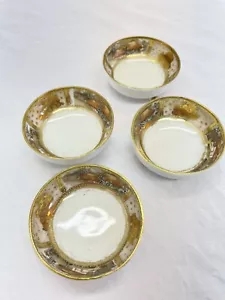 Cuencos de sal de inmersión vintage pintados a mano de porcelana japonesa con cuentas doradas - Imagen 1 de 8