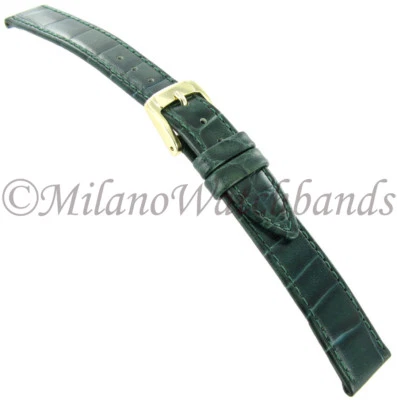 Pulseira de relógio masculina de couro genuíno grão jacaré verde 19 mm Speidel Reg 5037 630 - Imagem 1 de 3