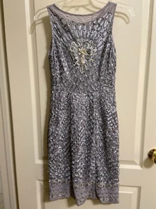 Sue Wong Sequins Rhinestones Ribbons Lined Sleeveless Dress Size 0 - Picture 1 of 8