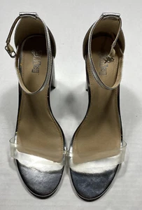 Brash Naomi Silver Ankle Strap Block Heel Sandal SZ 12 Mens 10 Crossdress - Picture 1 of 7