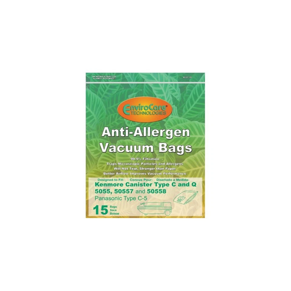 15 Kenmore 50558, 5055, 50557 Allergen Filtration Canister Vacuum Bags - Image 1 of 1