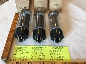 Two NIB NOS Sylvania 5U4GB, Matched Dates 713 , Tested As Photos - Picture 1 of 8