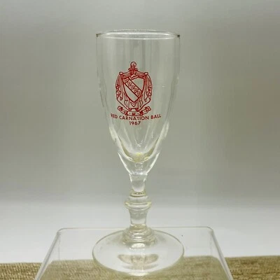 1967 Tau Kappa Epsilon TKE Red Carnation Ball Fraternity Glass - Image 1 of 4