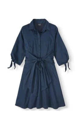 Vestido para mujer manga larga de popelina de algodón azul marino - talla 10 Foto 1 de 4