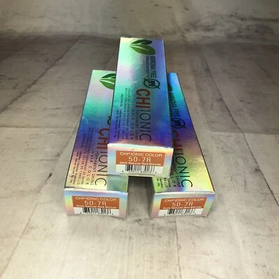 Color de cabello 3 CHI iónico brillo permanente sin amoníaco 50-7R rojo natural oscuro rubio Foto 1 de 4