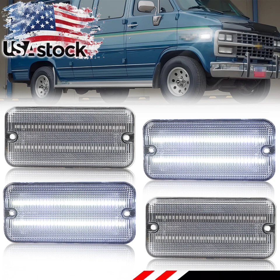 4X Luz de señalización lateral LED blanca transparente para furgoneta 85-95 Chevy G10 G20 GMC G1500 G2500 Foto 1 de 4