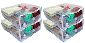 Jumbo Heavy Duty Vinyl Zippered Square Storage Bags Clear 23" x 23" x 10" 4-Pack - Picture 1 of 4